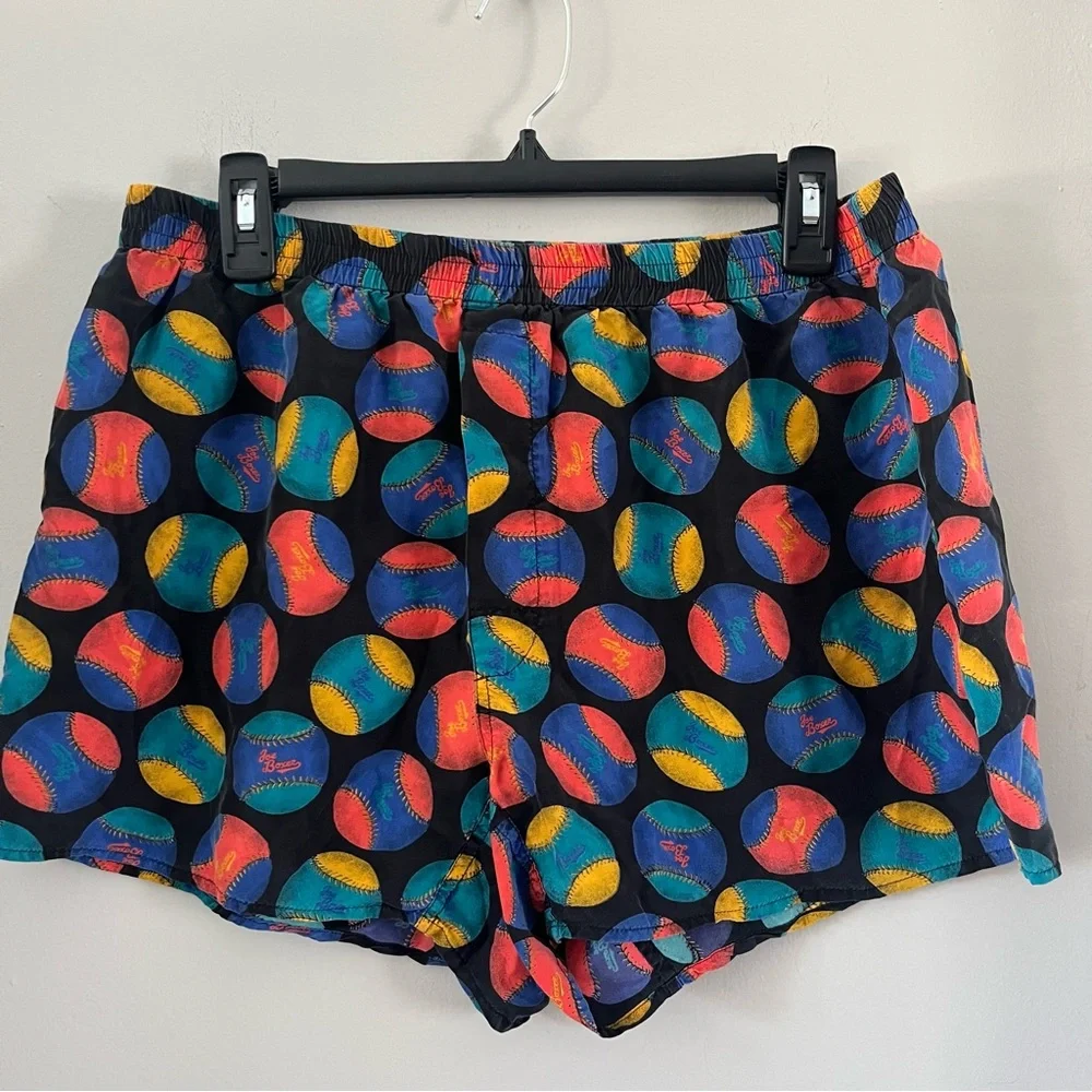 vintage Joe Boxer silk‎ boxers colorful large baseballs